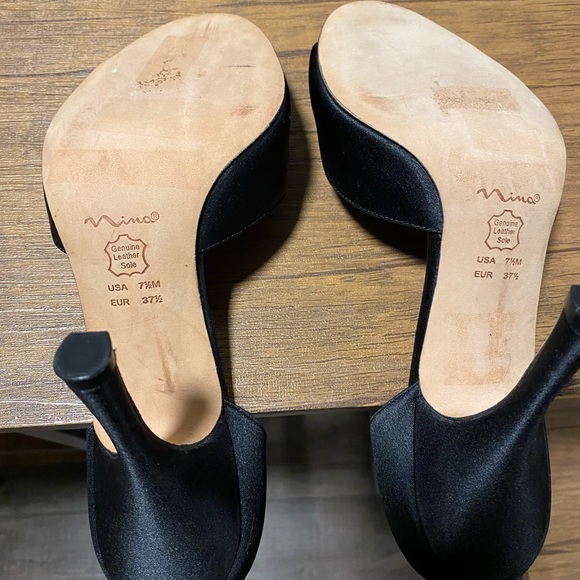 SALE  Black Satin Open Towed Shoes by Nina - Picture 6 of 10